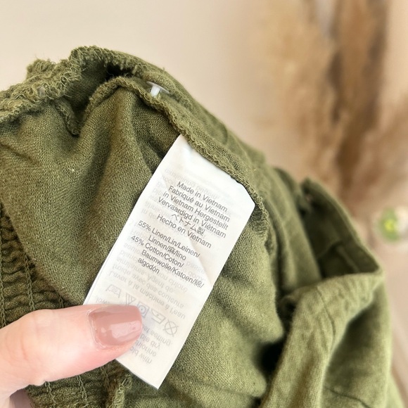Madewell Linen Blend Olive Green Jumpsuit - Size 10 - Picture 8 of 9